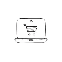 Image showing Online shopping sketch icon.