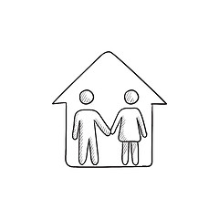 Image showing Family house sketch icon.