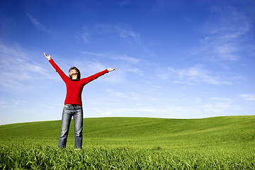 Image showing Woman relaxing on a spring day