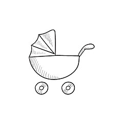 Image showing Baby stroller sketch icon.