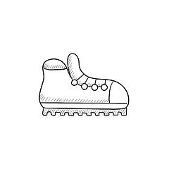 Image showing Hiking boot with crampons sketch icon.