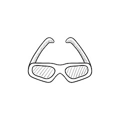 Image showing Three d cinema glasses sketch icon.
