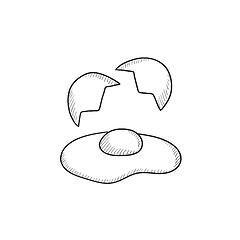 Image showing Broken egg and shells sketch icon.