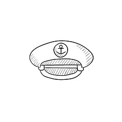 Image showing Captain peaked cap sketch icon.