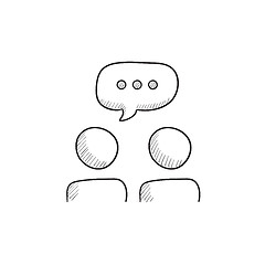 Image showing People with speech square above heads sketch icon.