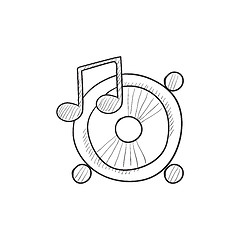 Image showing Loudspeakers with music note sketch icon.