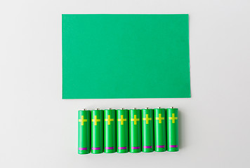 Image showing close up of green alkaline batteries