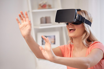 Image showing woman in virtual reality headset or 3d glasses