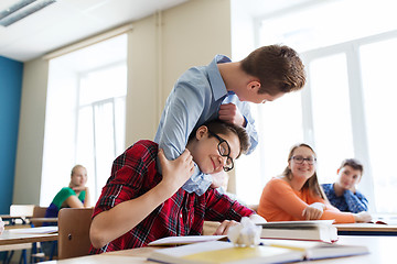 Image showing student boy suffering of classmate mockery