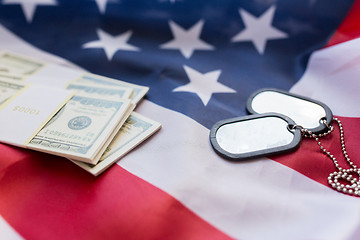 Image showing american flag, dollar money and military badges