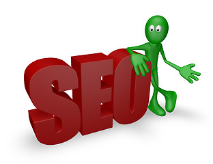 Image showing cartoon guy and seo tag - 3d rendering