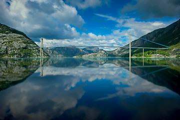 Image showing Norwegian fjord and mountains