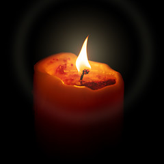 Image showing red candle in the dark