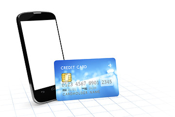 Image showing smartphone and a credit card for mobile payment