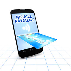 Image showing smartphone and a credit card for mobile payment