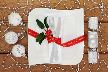 Image showing Christmas Dinner Table Setting