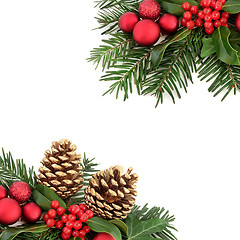 Image showing Christmas Flora and Bauble Border