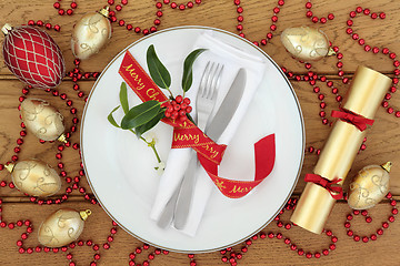 Image showing Christmas Dinner Table Setting