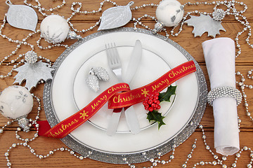 Image showing Merry Christmas Table Setting