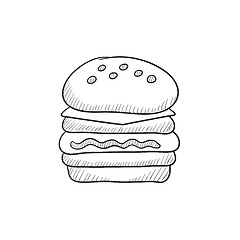 Image showing Double burger sketch icon.