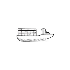 Image showing Cargo container ship sketch icon.