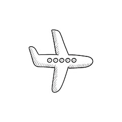 Image showing Flying airplane sketch icon.