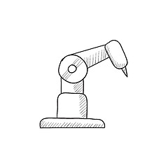 Image showing Industrial mechanical robot arm sketch icon.