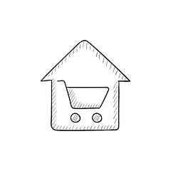 Image showing House shopping sketch icon.