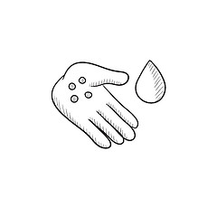 Image showing Hand with microbes sketch icon.