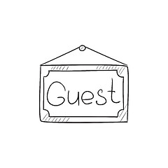 Image showing Hanging board with word guest sketch icon.