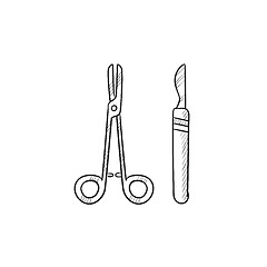 Image showing Surgical instruments sketch icon.