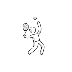 Image showing Man playing big tennis sketch icon.