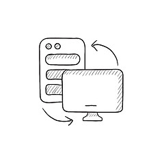 Image showing Personal computer set sketch icon.