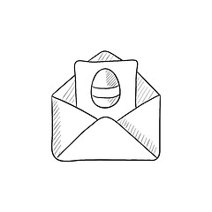 Image showing Easter greeting card in envelope sketch icon.