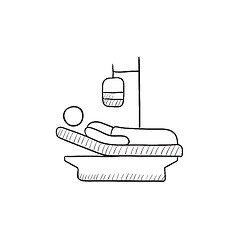 Image showing Patient lying on bed  sketch icon.