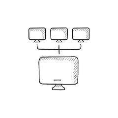 Image showing Computer network sketch icon.