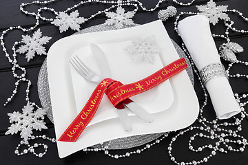 Image showing Modern Christmas Table Setting