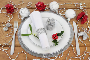 Image showing Christmas Place Setting with Decorations