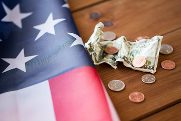 Image showing close up of american flag and money