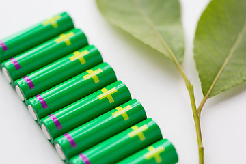 Image showing close up of green alkaline batteries