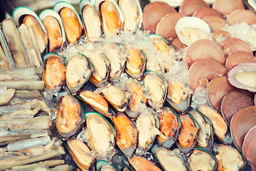 Image showing oysters or seafood on ice at asian street market