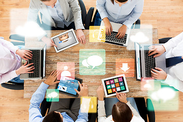 Image showing business team with laptop and tablet pc computers