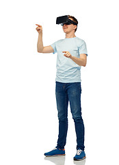 Image showing happy man in virtual reality headset or 3d glasses