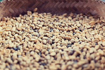 Image showing close up of unroasted coffee beans in basket