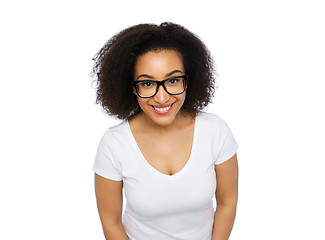 Image showing happy african woman or student girl in eyeglasses