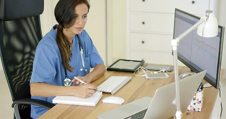 Image showing Doctor working at her desk in the office