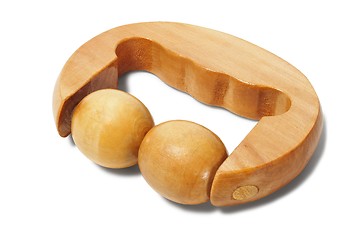 Image showing Wooden massager on white