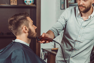 Image showing Hipster client visiting barber shop