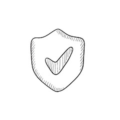 Image showing Shield with check mark sketch icon.