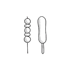 Image showing Shish kebab sketch icon.